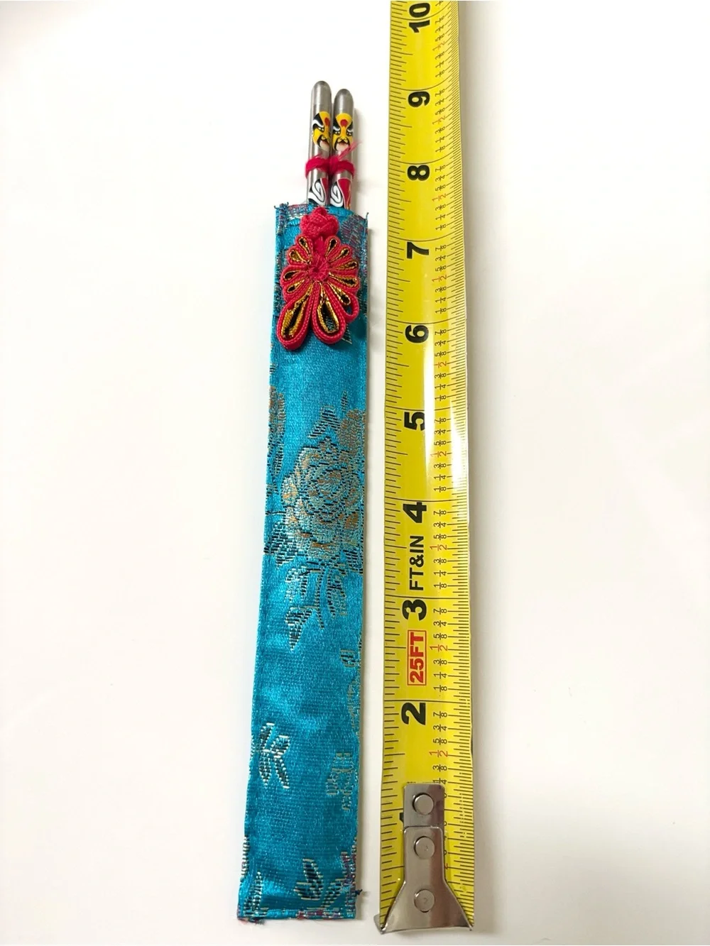 Reusable Beijing Opera Mask Stainless Steel Chopsticks & Brocade Travel Pouch